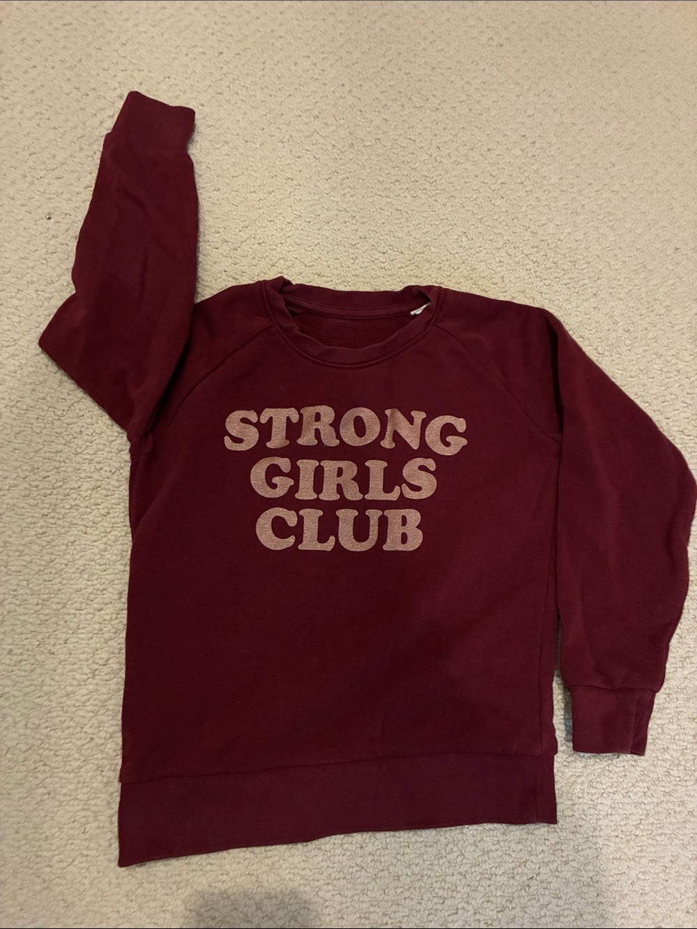 Strong Girls Club Maroon Crewneck Sweatshirt for Kids